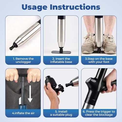 Eadwe Toilet Plunger with Air Pressure Barometer - Black
