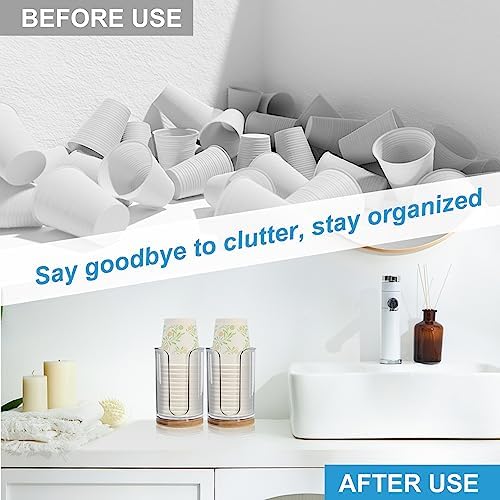 2 Pack Bamboo Plastic Cup Holder for Bath Kitchen Vanities