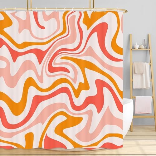 Dongbei Cute Orange Shower Curtain with Hooks 60x70in