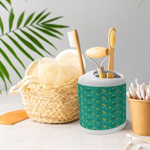 Ambesonne Hawaiian Bath Set - 2 Pcs Ceramic Soap Toothbrush Holder