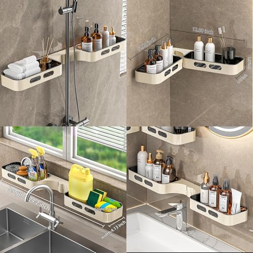HyliNomi Shower Organizer Corner with Rotating Caddy - Grey