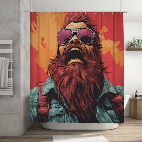 Funny Orangutan Shower Curtain Set with 12 Hooks 1