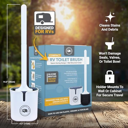 Unique Compact Silicone RV Toilet Brush with Wall-Mounted Holder 1