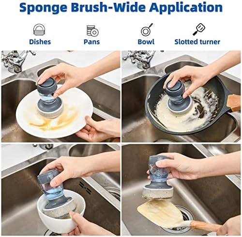 SUBEKYU Dish Brush with Soap Dispenser Set of 2