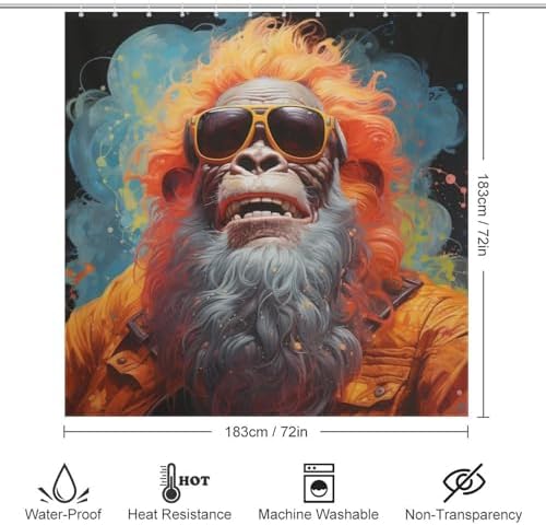 Funny Orangutan Shower Curtain Set with 12 Hooks