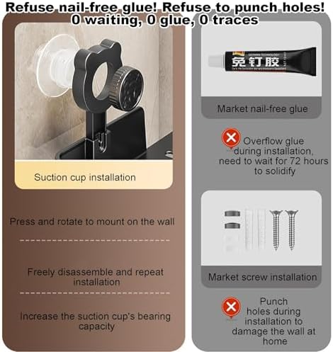 Shower Corner Shelf - No Drill Suction Cup Organizer