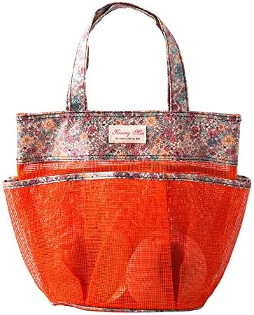 Mesh Shower Caddy Tote - Durable Waterproof 7 Compartment Orange