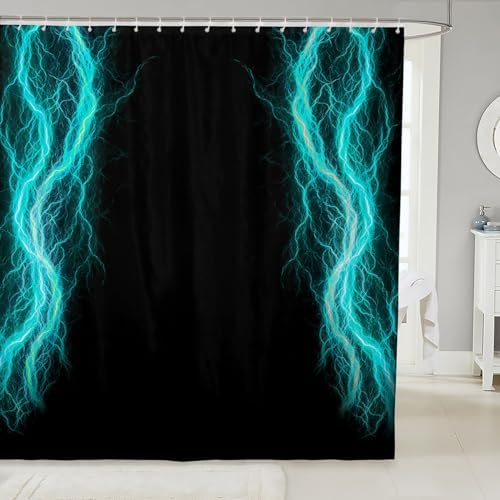 Feelyou Geometric Abstract Shower Curtain 72x72 Kids Teal Black