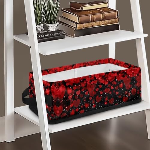 Red Love Heart Toilet Paper Storage Basket with Handle