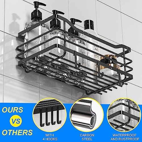 Stainless Steel Shower Caddy Set with 5 Adhesive Holders
