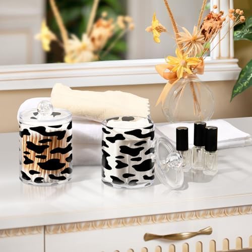 Qilmy Black Cow Spots Qtip Holder 2 Pack Canister