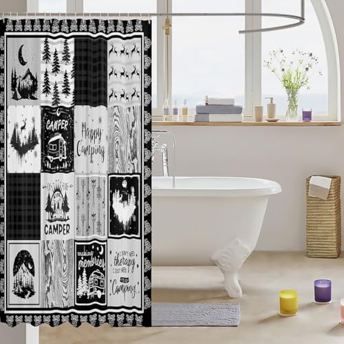 Erosebridal Kids Camping Shower Curtain Set with 15 Hooks