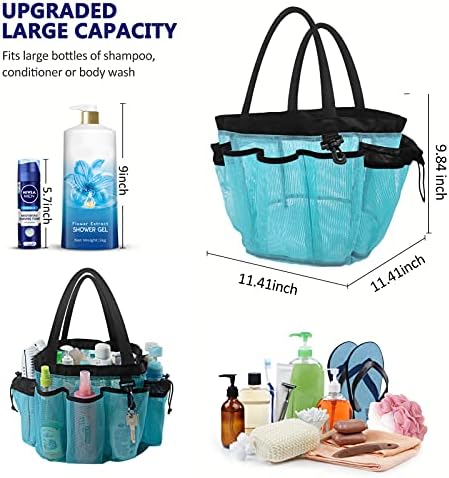 Moyad Large Mesh Shower Caddy Basket with Handle Blue