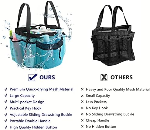 Moyad Large Mesh Shower Caddy Basket with Handle Blue