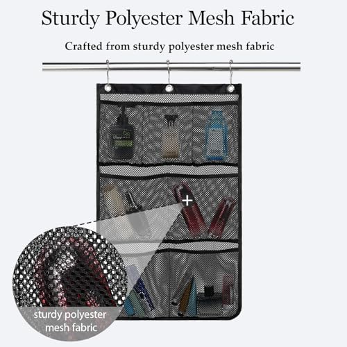 GYEUKHAM Hanging Mesh Shower Caddy - 7 Pockets Black 1 Pack