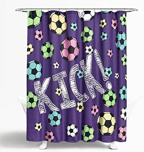 Lush Decor Girls Soccer Kick Shower Curtain 72x72 Purple 1