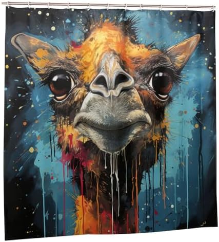 Boho Camel Print Shower Curtain Set with 12 Hooks 72x72in