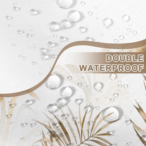 Boho Tropical Shower Curtain Set with Liner Brown Tan 71x74