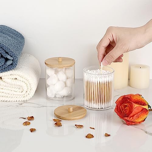 Hipiwe 2-Pack Acrylic Q-Tip Holder with Lid