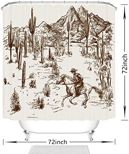 Hipposama Western Cactus Shower Curtain Set