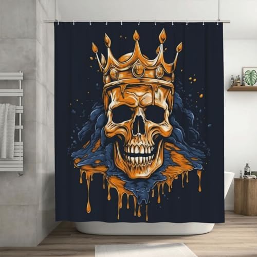 Golden Skull King Shower Curtain Set 72x72in