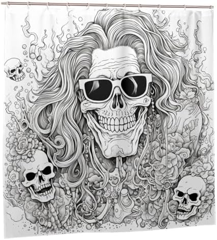 TIYAANDSY Skeleton Shower Curtain Set 72x72in