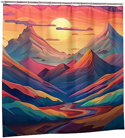 TIYAANDSY Boho Birds Sunset Shower Curtain Set with 12 Hooks 72x72in