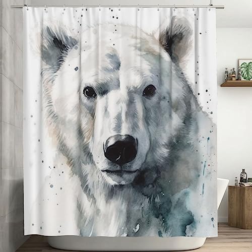 TIYAANDSY Polar Bear Shower Curtain Set 72x72in