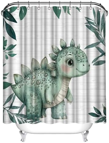 Adorable Dinosaur Baby Stegosaurus Shower Curtain with Hooks