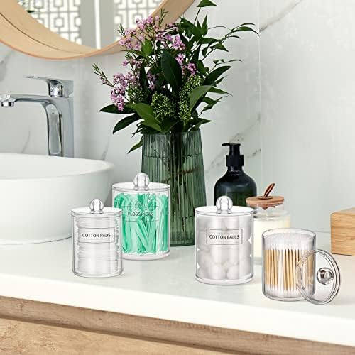 MEFAN Qtip Holder Dispenser 4 Pack Clear Plastic Jars