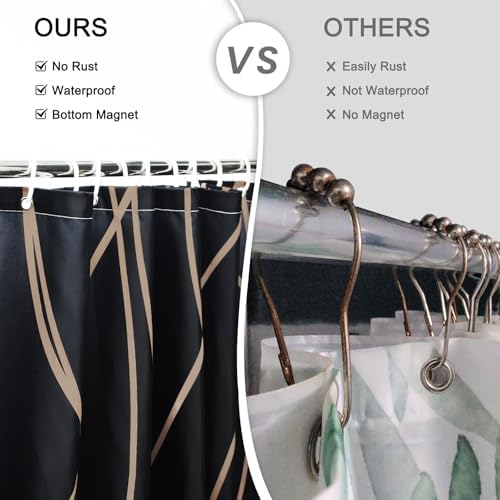 Punkray Wavy Line Polyester Shower Curtain with Hooks 72x72