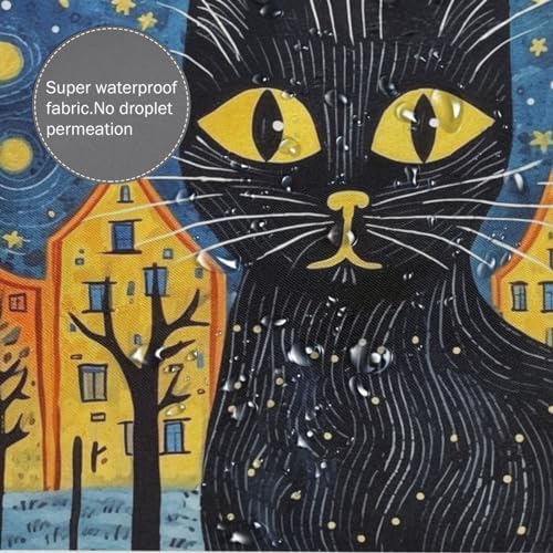 Black Cat Shower Curtain Set with 12 Hooks 72x72in 1