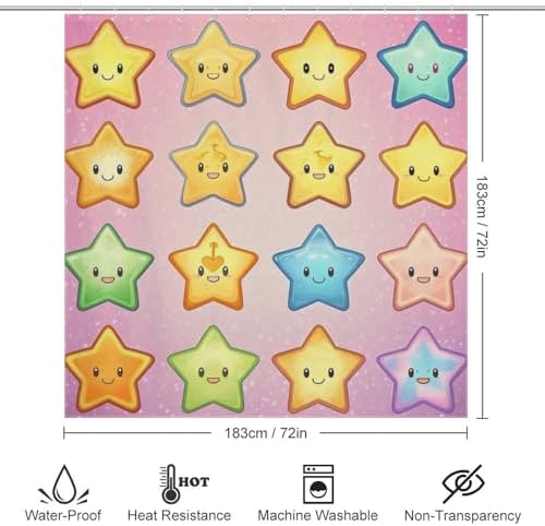 Colorful Cute Cartoon Stars Shower Curtain Set