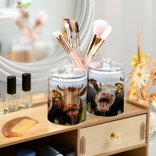 YETTASBIN 2 Pack Clear Plastic Bathroom Storage Canisters with Lids