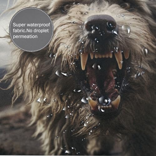 TIYAANDSY Black Dog Shower Curtain Set 72x72in with 12 Hooks