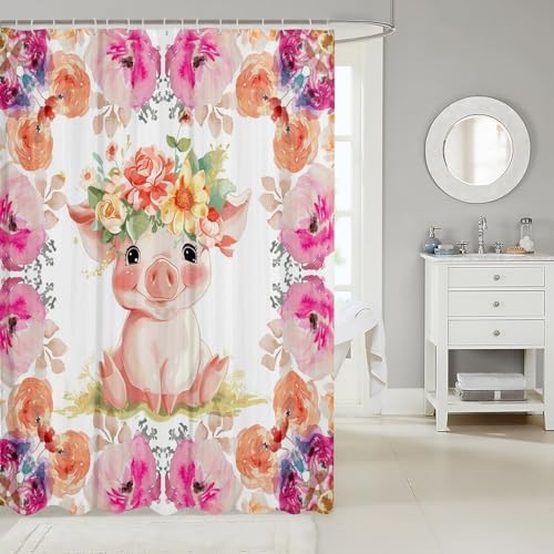 Erosebridal Pig Shower Curtain Set 72x72 Farmhouse Decor