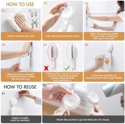 LEVERLOC Suction Cup Toothbrush Holder Wall Mount Drilling-Free White