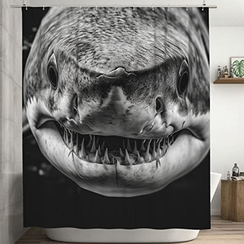 TIYAANDSY Shark Shower Curtain Set 72x72in Waterproof
