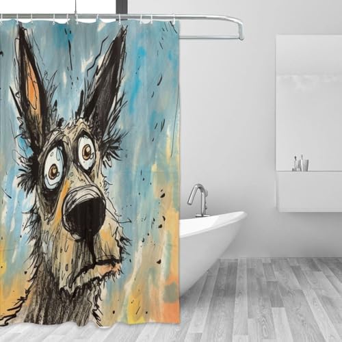 TIYAANDSY Cartoon Dirty Dog Shower Curtain Set 1