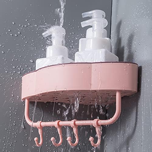 Corner Shower Caddy with Hooks and Shelves Pink