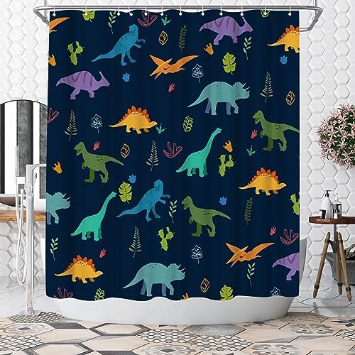WELMECO Dinosaur Kids Shower Curtain 72x72inch Blue
