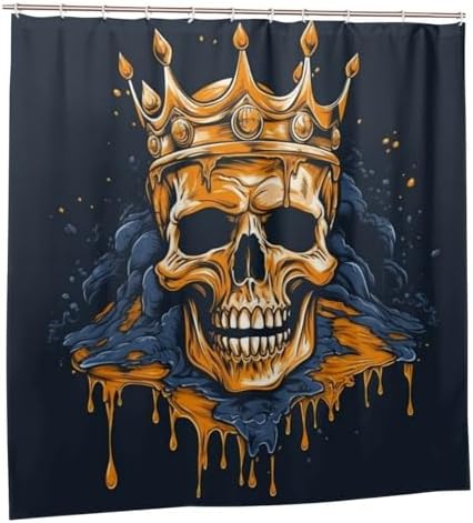 Golden Skull King Shower Curtain Set 72x72in