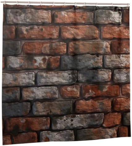 Red Brick Wall Shower Curtain with 12 Hooks 72x72in 1