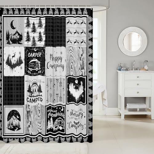 Erosebridal Kids Camping Shower Curtain Set with 15 Hooks