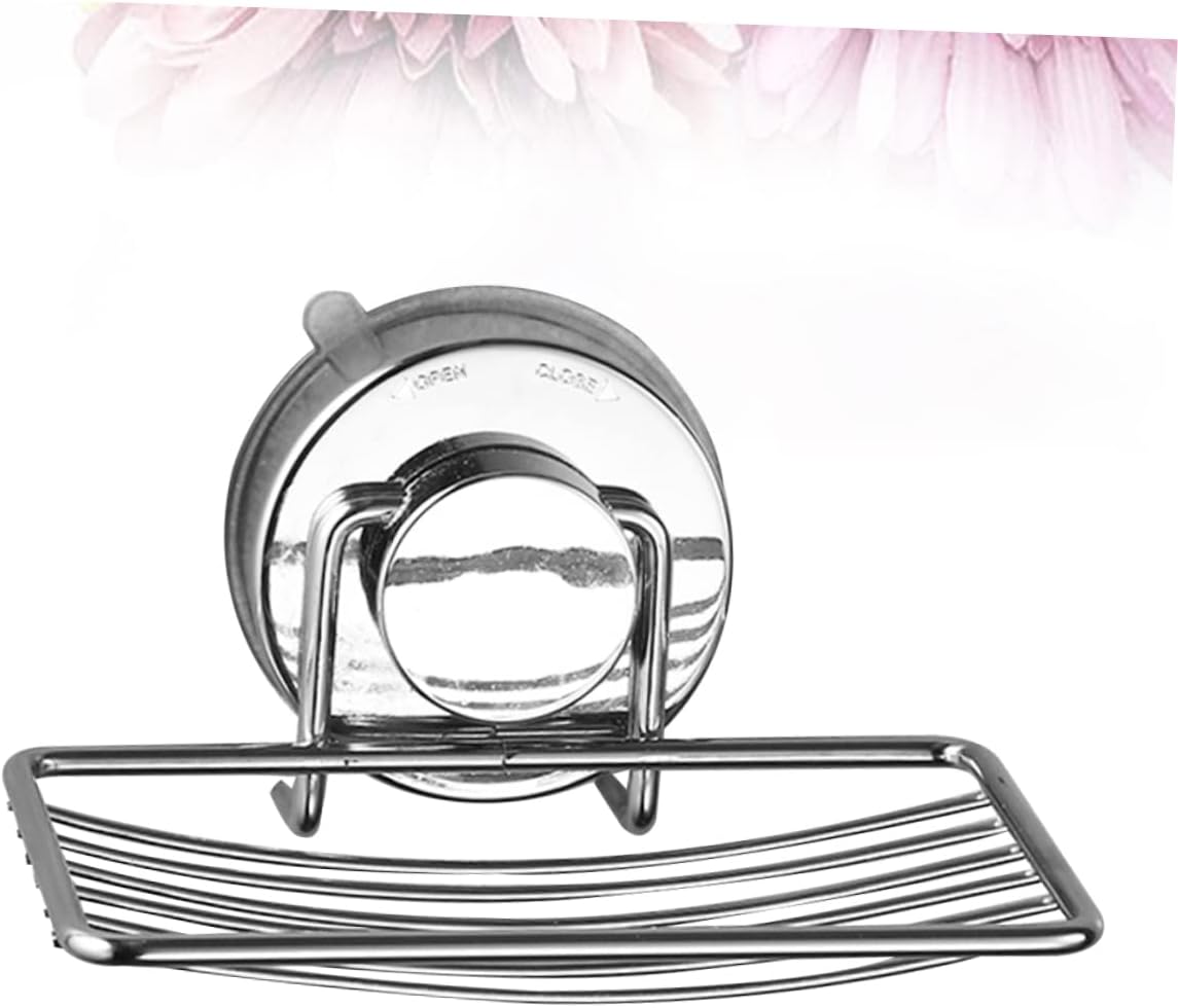 ABOOFAN Silver Soap Dish with Suction Cup Drain Rack