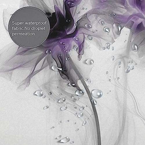 Abstract Flower Shower Curtain Set Dark Purple Boho Waterproof 72x72in with 12 Hooks