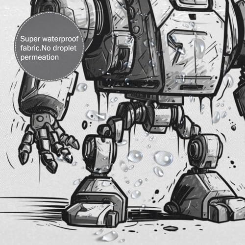 TIYAANDSY Cartoon Robot Shower Curtain Set