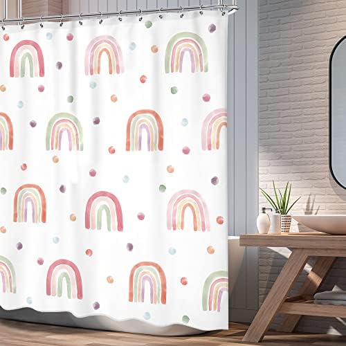 Kids Rainbow Shower Curtain with Hooks