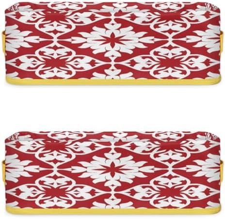 Mexican Tile Toilet Tank Topper Paper Basket with Handle Red