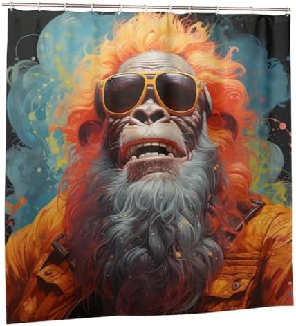 Funny Orangutan Shower Curtain Set with 12 Hooks
